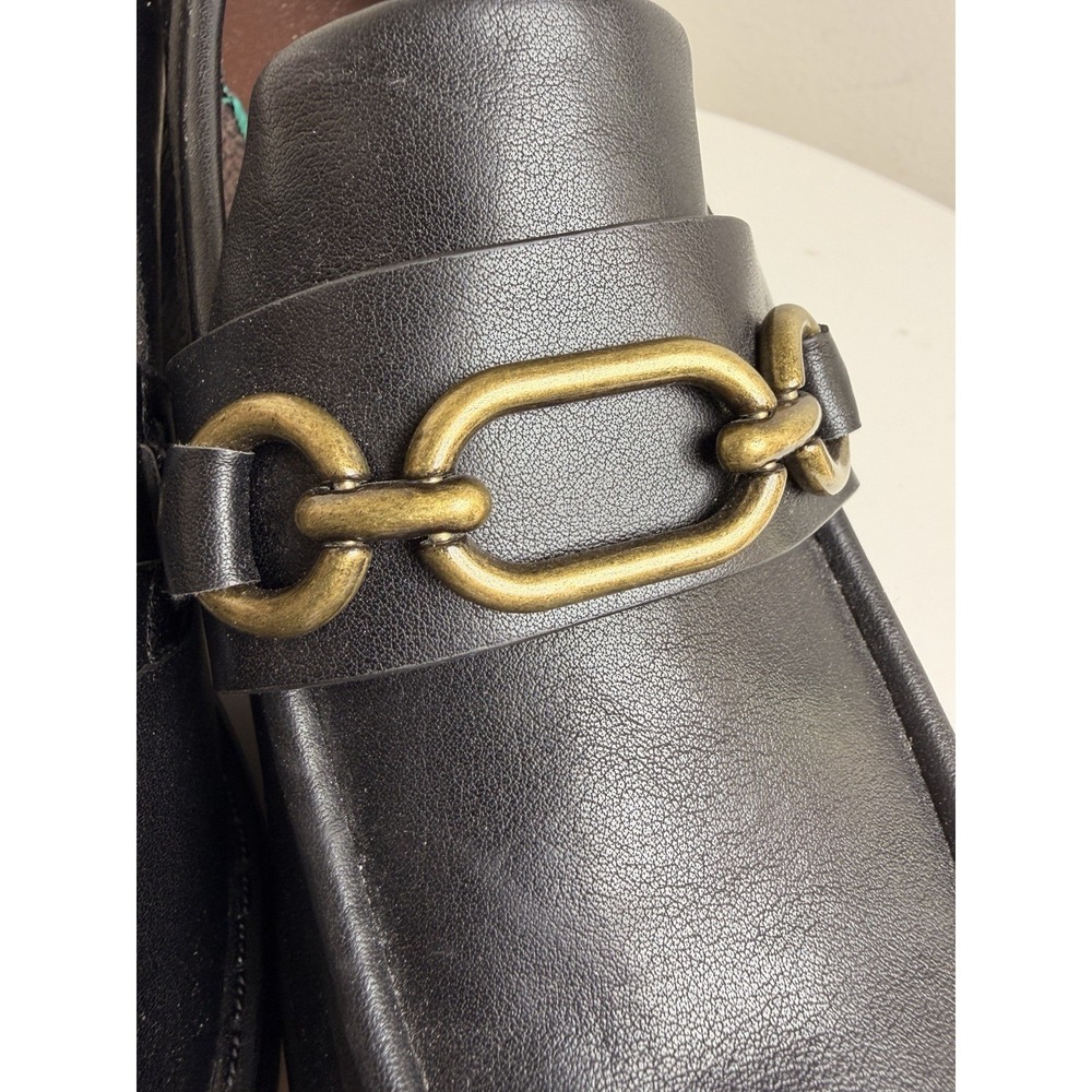 White Mountain Booster Chain Lug Sole Heeled Loafers Black Women's 8.5 - Picture 4 of 11